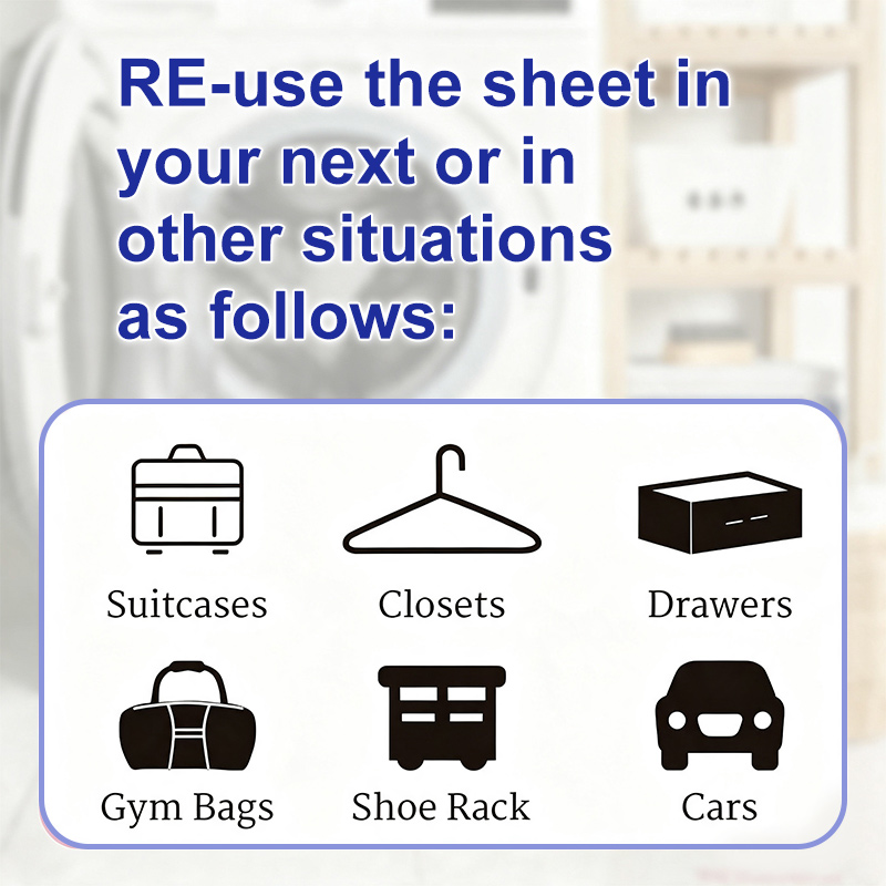 Wet Dryer Sheets for closets bags and cars